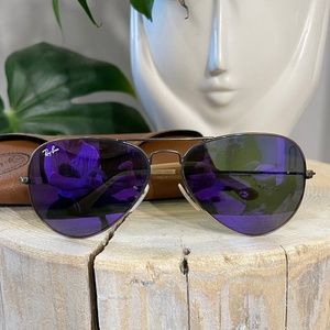 Authentic RayBan Aviators - Purple Flash Lenses